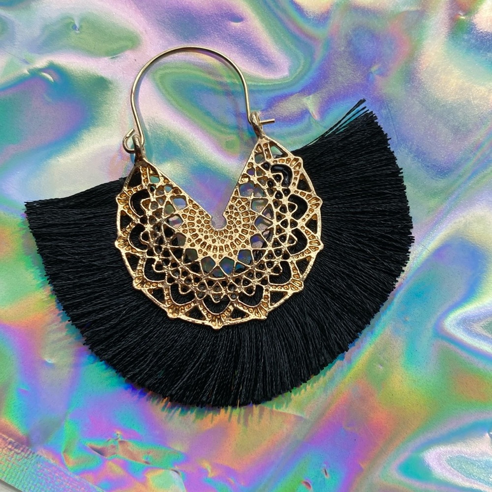 New Black Tassel Danger Fringe Drop Earrings